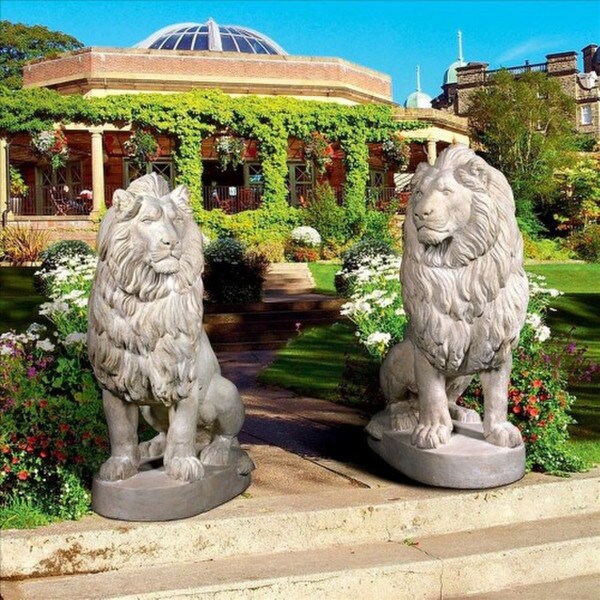 Stately Chateau Lion Statue Right
